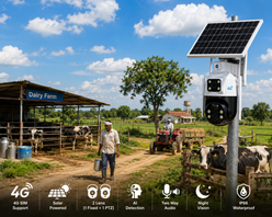 Corusdigital 4G Solar 2 Lens PTZ Security Camera | AI Smart Camera with 2 Lens, Night Vision & Two Way Audio